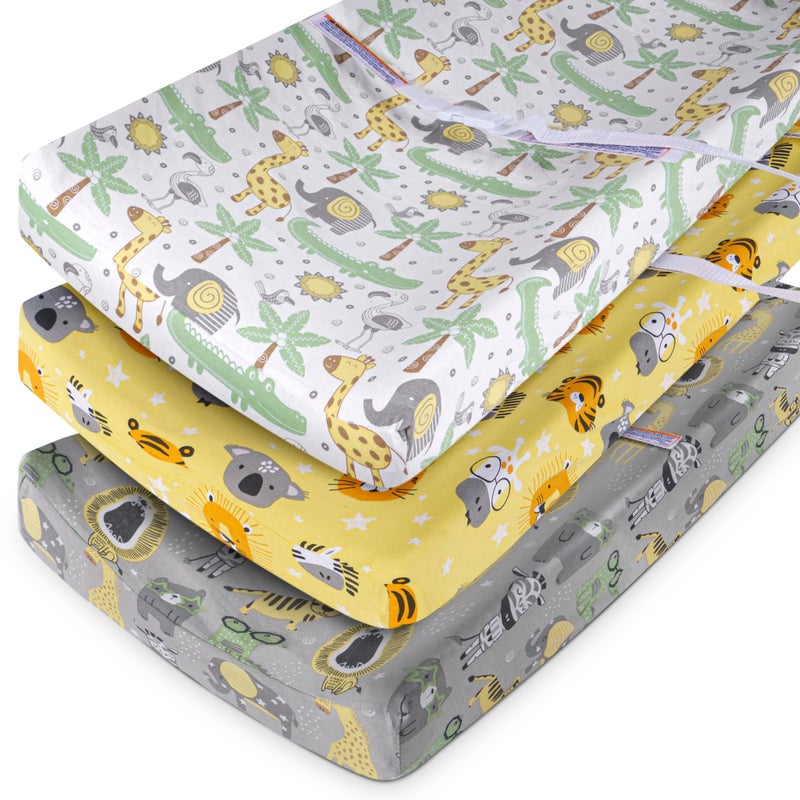 GrowWILD GROW WILD Changing Pad Cover 3 Pack | Soft & Stretchy Jersey Cotton | Baby Changing Table Pad Cover | Diaper Changing Pad Covers for Girls and Boys (Animals & Safari) - Image 5